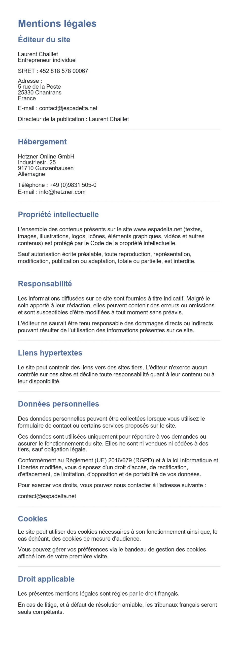 Mentions légales EcoDelta Mag